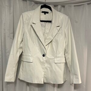 Dance & Marvel Faux Leather Cream Blazer